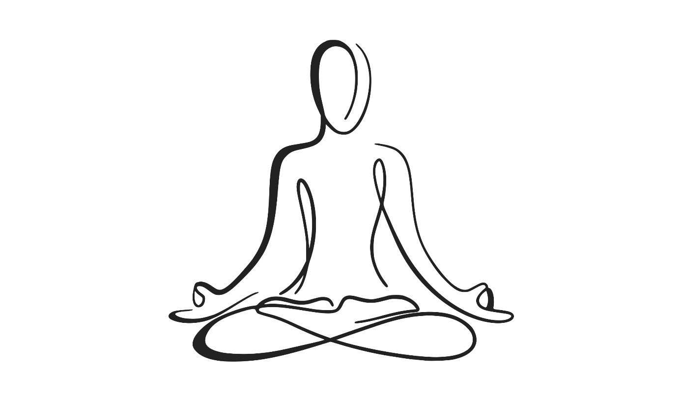 Line icon of a person meditating in lotus pose, One Month plan